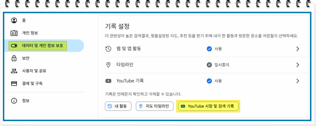 데이터 및 개인 정보 보호