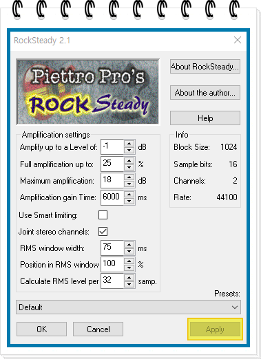 RockSteady 설정