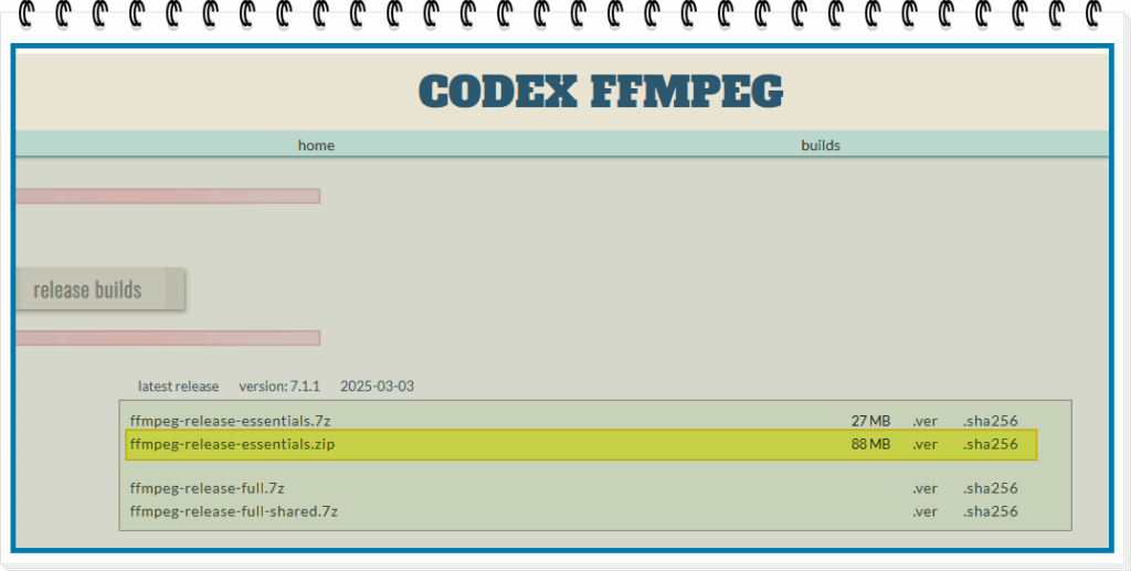 ffmpeg 다운로드